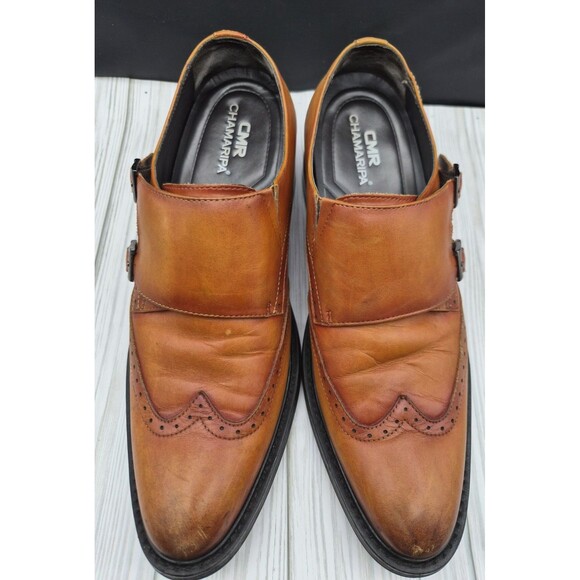 Chamaripa Men’s Double Monk Strap Shoes Brown Leather Dress Shoes Size EU 40 US main image 7
